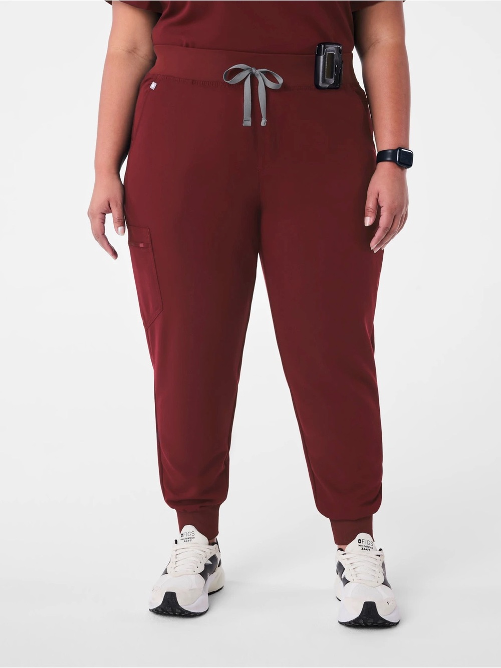 FIGS Women’s Zamora High-Rise Jogger Scrub Pant in Burgandy